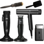 JRL ONYX KIT Tondeuse + Trimmer + Rasoir + Sèche-cheveux + 2 x station